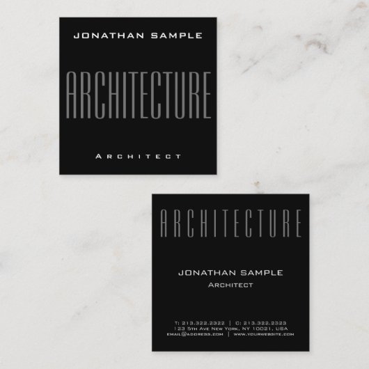 Moderne, elegante Professional Business Architectu Vierkante Visitekaartje (Voorkant / Achterkant)