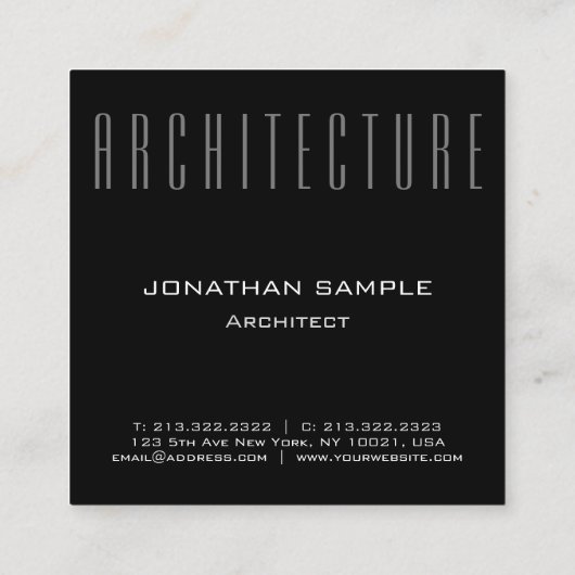 Moderne, elegante Professional Business Architectu Vierkante Visitekaartje (Achterkant)