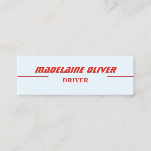 Moderne elegante professionele blauwe bestuurder mini visitekaartje (Voorkant)