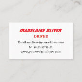 Moderne elegante professionele blauwe bestuurder visitekaartje (Achterkant)