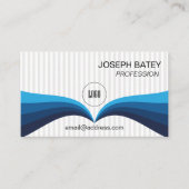 Moderne Elegante Professionele Blauwe Wave QR Code Visitekaartje (Voorkant)