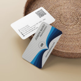Moderne Elegante Professionele Blauwe Wave QR Code Visitekaartje