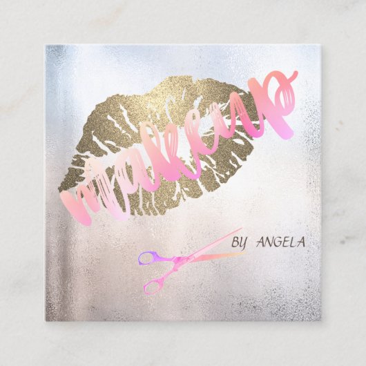 Moderne elegante professionele glitterliften, scha vierkante visitekaartje (Voorkant)