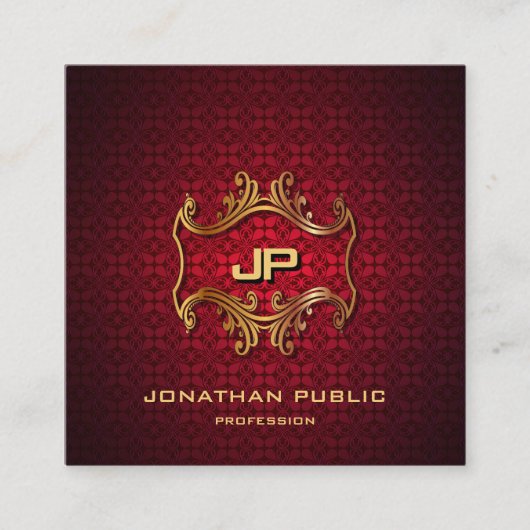 Moderne Elegante Professionele Gouden Monogram Lux Vierkante Visitekaartje (Voorkant)