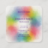 Moderne, elegante professionele kleurrijke Sjabloo Vierkante Visitekaartje (Achterkant)