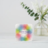 Moderne, elegante professionele kleurrijke Sjabloo Vierkante Visitekaartje (Staand voorkant)