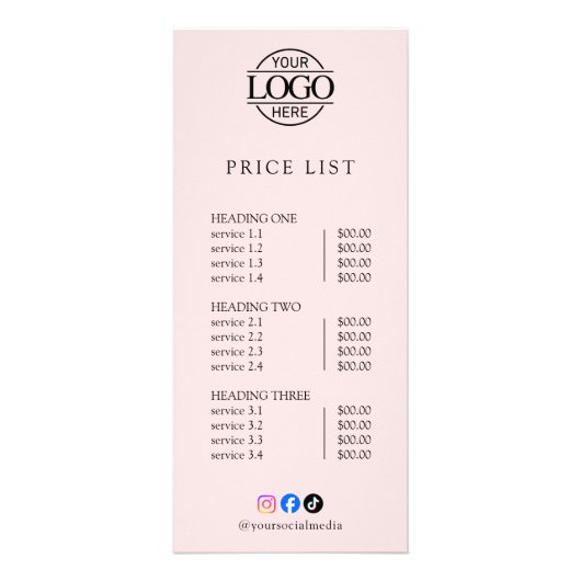 Moderne Elegante Professionele Logo Menu Prijslijs (Voorkant)