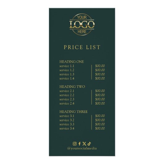 Moderne Elegante Professionele Logo Menu Prijslijs (Voorkant)