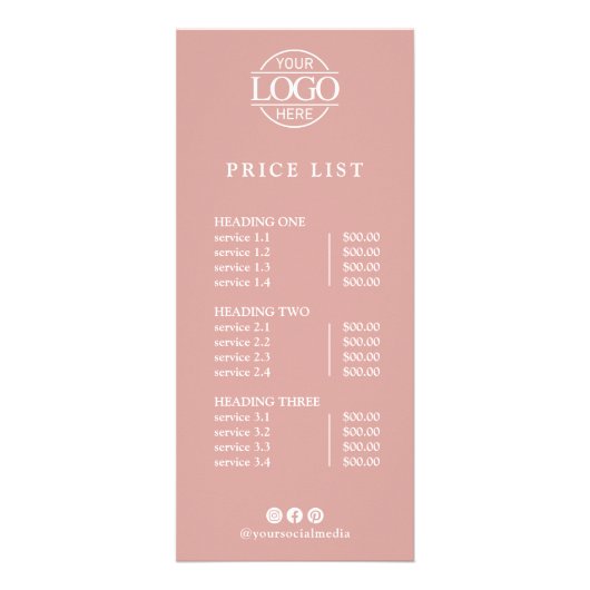 Moderne Elegante Professionele Logo Menu Prijslijs (Voorkant)