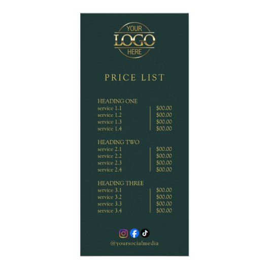 Moderne Elegante Professionele Logo Menu Prijslijs (Voorkant)