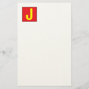 Moderne Elegante Professionele Monogram Rood Geel Briefpapier