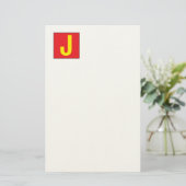 Moderne Elegante Professionele Monogram Rood Geel Briefpapier (Staand voorkant)
