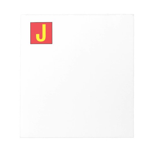 Moderne Elegante Professionele Monogram Rood Geel Notitieblok (Voorkant)