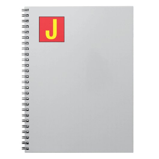 Moderne Elegante Professionele Monogram Rood Geel Notitieboek (Voorkant)