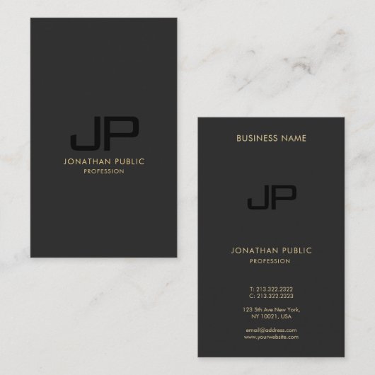 Moderne Elegante Professionele Monogram Sjabloon Visitekaartje (Voorkant / Achterkant)