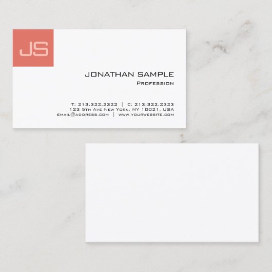 Moderne Elegante Professionele Monogram Sjabloon Visitekaartje (Voorkant / Achterkant)