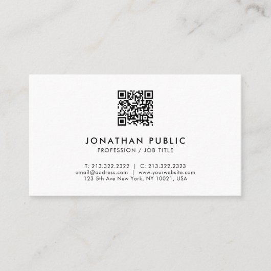 Moderne elegante professionele QR-code Sjabloon Visitekaartje (Voorkant)
