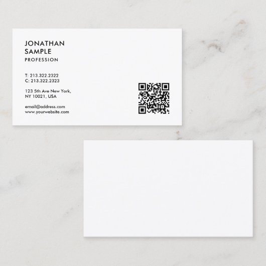Moderne elegante professionele QR-code Sjabloon Visitekaartje (Voorkant / Achterkant)