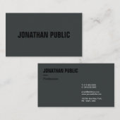 Moderne Elegante Professionele Sjabloon Antraciet Visitekaartje (Voorkant / Achterkant)