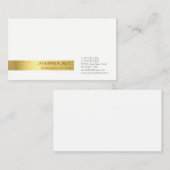 Moderne Elegante Professionele Wit Gouden Vlakte Visitekaartje (Voorkant / Achterkant)