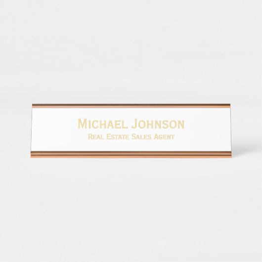 Moderne Elegante Professionele Zakelijke Kantoor T Bureau Naambordje (Voorkant)