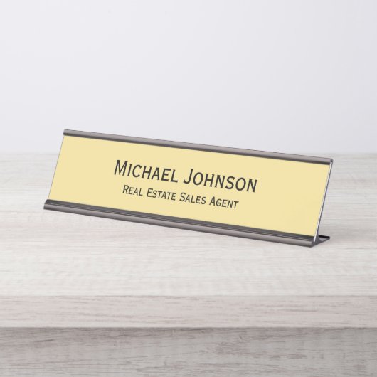 Moderne Elegante Professionele Zakelijke Kantoor T Bureau Naambordje (Voorkant)