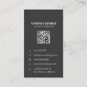 Moderne Elegante QR Code Custom Photo Professional Visitekaartje (Achterkant)