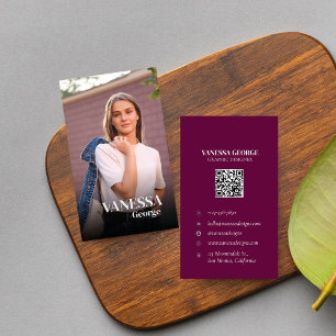 Moderne Elegante QR Code Custom Photo Professional Visitekaartje