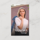 Moderne Elegante QR Code Custom Photo Professional Visitekaartje (Voorkant)