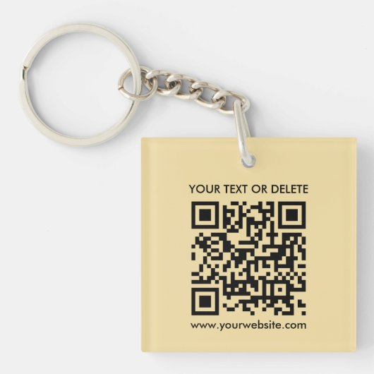 Moderne elegante QR Code Gold enkelzijdig vierkant Sleutelhanger (voorkant)