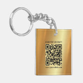 Moderne elegante QR Code Goud Dubbelzijdig Vierkan Sleutelhanger (Voorkant Links)