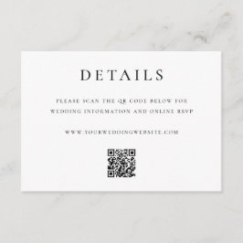 Moderne Elegante QR-code Huwelijksdetails Informatiekaartje