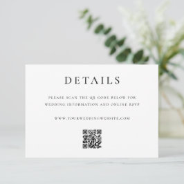 Moderne Elegante QR-code Huwelijksdetails Informatiekaartje