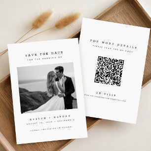 Moderne Elegante QR Code Huwelijksfoto Save The Da Kaart