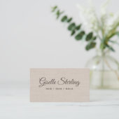 Moderne Elegante QR-code Linen Visitekaartje (Staand voorkant)
