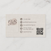 Moderne Elegante QR-code Linen Visitekaartje (Achterkant)