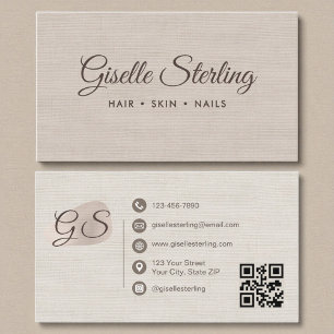 Moderne Elegante QR-code Linen Visitekaartje
