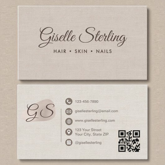 Moderne Elegante QR-code Linen Visitekaartje