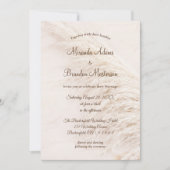 Moderne Elegante QR Code Pampas Gras Boho Bruiloft Kaart (Voorkant)
