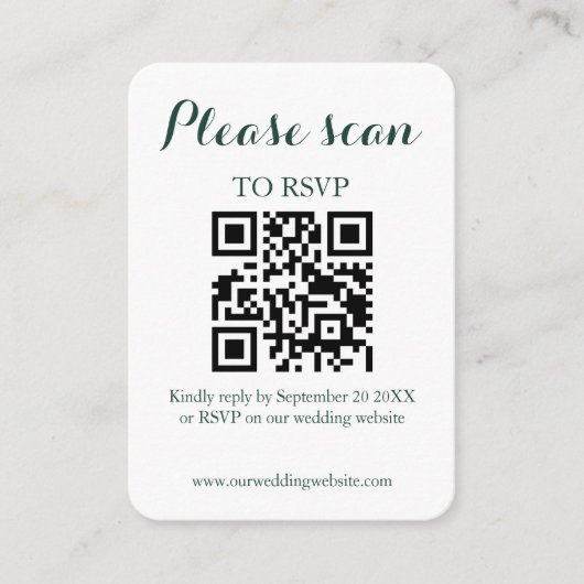 Moderne Elegante QR Code & RSVP Bruiloft Informatiekaartje (Voorkant)