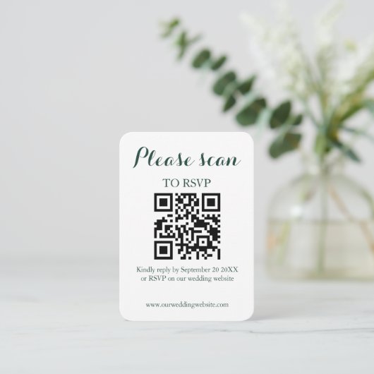 Moderne Elegante QR Code & RSVP Bruiloft Informatiekaartje (Staand voorkant)