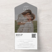 Moderne Elegante QR-code RSVP Foto Bruiloft All In One Uitnodiging (Binnen)
