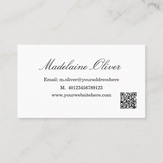 Moderne Elegante QR Code Solicitor Professional Visitekaartje (Achterkant)