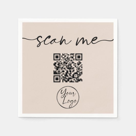 Moderne Elegante QR Code Tan Servet (Voorkant)