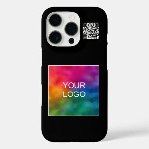 Moderne elegante QR-code Upload je eigen Logo Blac iPhone 16 Pro Hoesje