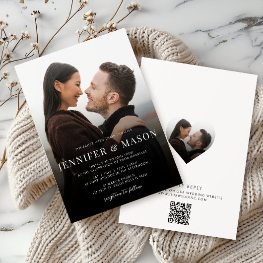 Moderne Elegante QR RSVP Website Trouwfoto Kaart