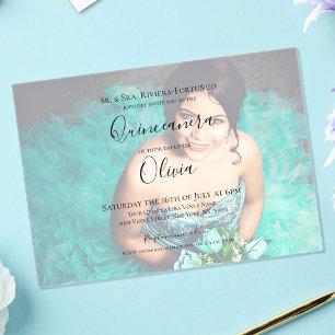 Moderne Elegante Quinceanera 15de Verjaardag Foto Acryl Uitnodigingen