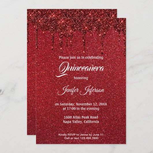 Moderne elegante Quinceanera uitnodiging (Voorkant / Achterkant)
