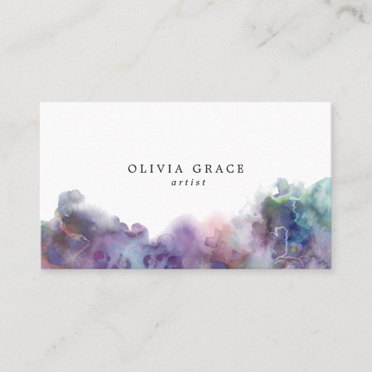 Moderne elegante regenboog waterverf visitekaartje (Voorkant)