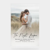 Moderne Elegante Repetitie Diner Foto Welkom Teken Acryl Bord (Voorkant)